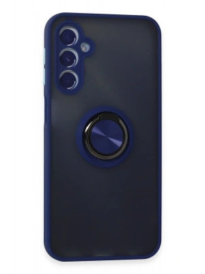 Newface Samsung Galaxy M34 5G Kılıf Montreal Yüzüklü Silikon Kapak - Lacivert