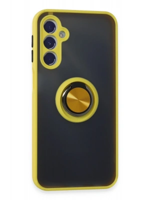 Newface Samsung Galaxy M34 5G Kılıf Montreal Yüzüklü Silikon Kapak - Sarı