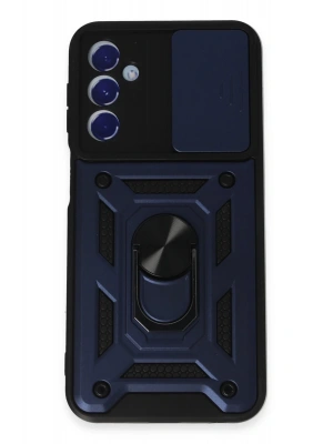 Newface Samsung Galaxy M34 5G Kılıf Pars Lens Yüzüklü Silikon - Lacivert