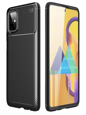 Newface Samsung Galaxy M51 Kılıf Auto Focus Karbon Kapak - Siyah