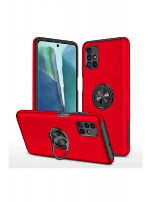 Newface Samsung Galaxy M51 Kılıf Elit Yüzüklü Kapak - Kırmızı