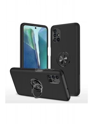 Newface Samsung Galaxy M51 Kılıf Elit Yüzüklü Kapak - Siyah