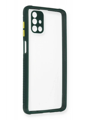 Newface Samsung Galaxy M51 Kılıf Miami Şeffaf Silikon - Koyu Yeşil