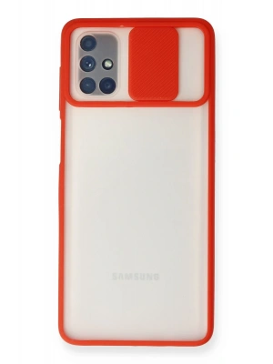 Newface Samsung Galaxy M51 Kılıf Palm Buzlu Kamera Sürgülü Silikon - Kırmızı