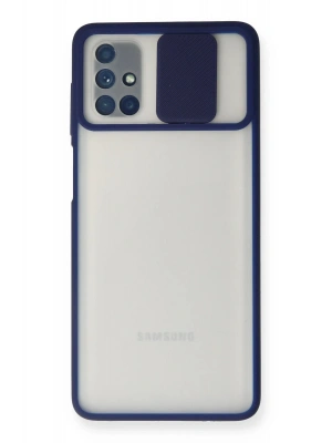 Newface Samsung Galaxy M51 Kılıf Palm Buzlu Kamera Sürgülü Silikon - Lacivert