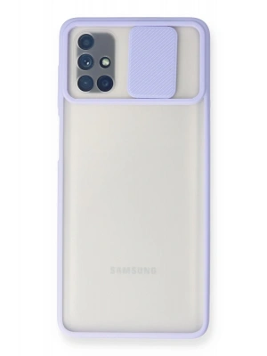 Newface Samsung Galaxy M51 Kılıf Palm Buzlu Kamera Sürgülü Silikon - Lila