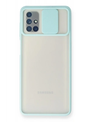 Newface Samsung Galaxy M51 Kılıf Palm Buzlu Kamera Sürgülü Silikon - Turkuaz