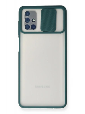 Newface Samsung Galaxy M51 Kılıf Palm Buzlu Kamera Sürgülü Silikon - Yeşil