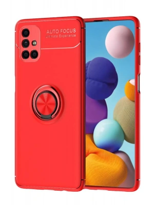 Newface Samsung Galaxy M51 Kılıf Range Yüzüklü Silikon - Kırmızı