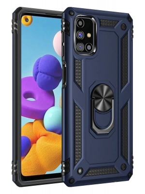 Newface Samsung Galaxy M51 Kılıf Sofya Yüzüklü Silikon Kapak - Lacivert