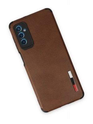 Newface Samsung Galaxy M52 5G Kılıf Loop Deri Silikon - Kahverengi