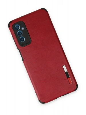 Newface Samsung Galaxy M52 5G Kılıf Loop Deri Silikon - Kırmızı