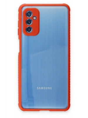 Newface Samsung Galaxy M52 5G Kılıf Miami Şeffaf Silikon - Kırmızı