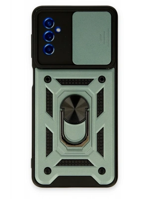 Newface Samsung Galaxy M52 5G Kılıf Pars Lens Yüzüklü Silikon - Yeşil