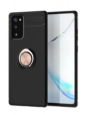 Newface Samsung Galaxy Note 20 Kılıf Range Yüzüklü Silikon - Siyah-Gold