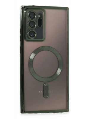 Newface Samsung Galaxy Note 20 Ultra Kılıf Kross Magneticsafe Kapak - Koyu Yeşil