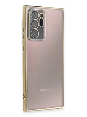 Newface Samsung Galaxy Note 20 Ultra Kılıf Razer Lensli Silikon - Gold
