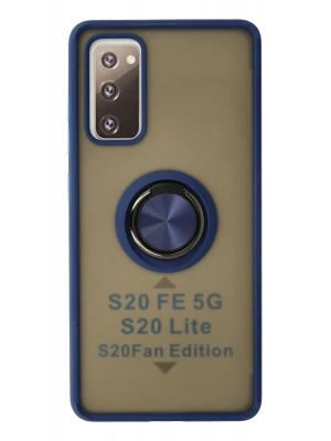 Newface Samsung Galaxy S20 FE Kılıf Montreal Yüzüklü Silikon Kapak - Lacivert