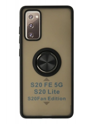 Newface Samsung Galaxy S20 FE Kılıf Montreal Yüzüklü Silikon Kapak - Siyah