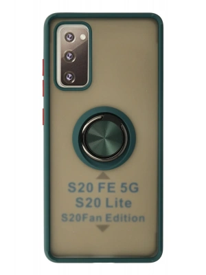 Newface Samsung Galaxy S20 FE Kılıf Montreal Yüzüklü Silikon Kapak - Yeşil