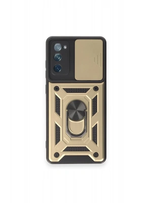 Newface Samsung Galaxy S20 FE Kılıf Pars Lens Yüzüklü Silikon - Gold