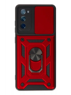 Newface Samsung Galaxy S20 FE Kılıf Pars Lens Yüzüklü Silikon - Kırmızı