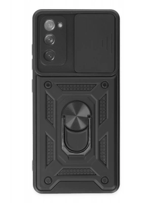 Newface Samsung Galaxy S20 FE Kılıf Pars Lens Yüzüklü Silikon - Siyah