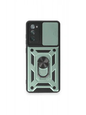 Newface Samsung Galaxy S20 FE Kılıf Pars Lens Yüzüklü Silikon - Yeşil