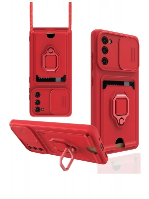 Newface Samsung Galaxy S20 FE Kılıf Zuma Kartvizitli Yüzüklü Silikon - Kırmızı