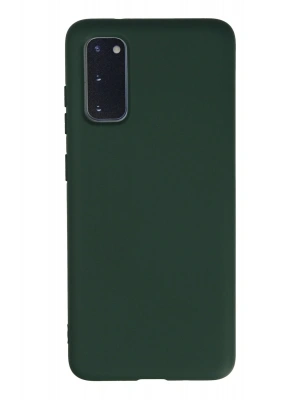 Newface Samsung Galaxy S20 Kılıf Nano içi Kadife Silikon - Koyu Yeşil