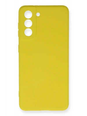 Newface Samsung Galaxy S21 FE Kılıf Nano içi Kadife Silikon - Sarı