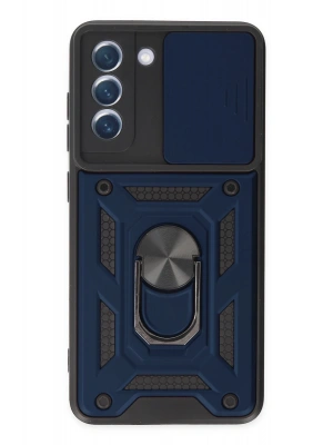 Newface Samsung Galaxy S21 FE Kılıf Pars Lens Yüzüklü Silikon - Lacivert