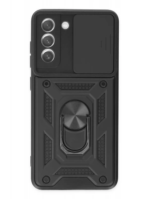 Newface Samsung Galaxy S21 FE Kılıf Pars Lens Yüzüklü Silikon - Siyah