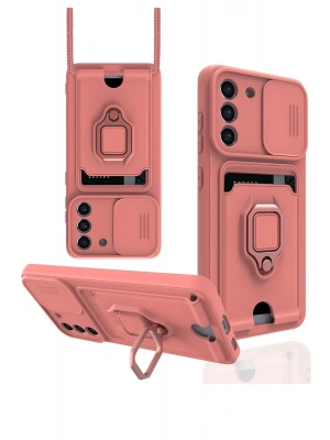 Newface Samsung Galaxy S21 FE Kılıf Zuma Kartvizitli Yüzüklü Silikon - Pembe