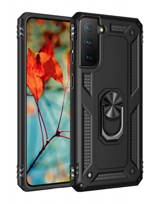 Newface Samsung Galaxy S21 Kılıf Sofya Yüzüklü Silikon Kapak - Siyah