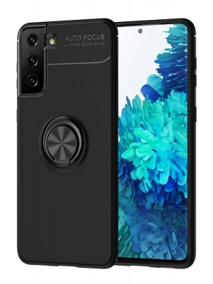 Newface Samsung Galaxy S21 Plus Kılıf Range Yüzüklü Silikon - Siyah