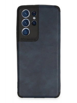Newface Samsung Galaxy S21 Ultra Kılıf Loop Deri Silikon - Lacivert