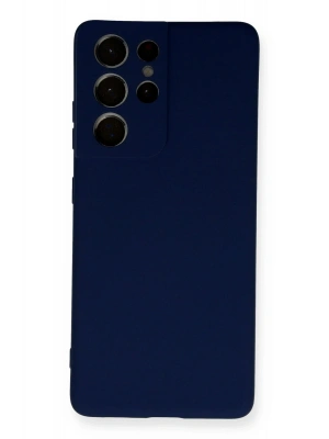 Newface Samsung Galaxy S21 Ultra Kılıf Nano içi Kadife Silikon - Lacivert
