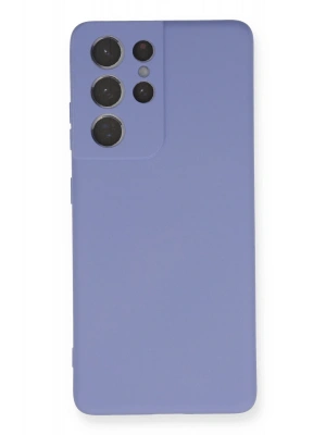 Newface Samsung Galaxy S21 Ultra Kılıf Nano içi Kadife Silikon - Lila