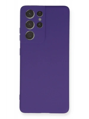 Newface Samsung Galaxy S21 Ultra Kılıf Nano içi Kadife Silikon - Mor