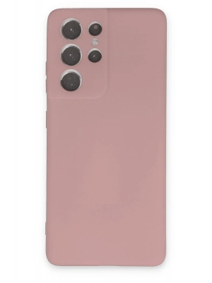 Newface Samsung Galaxy S21 Ultra Kılıf Nano içi Kadife Silikon - Pudra