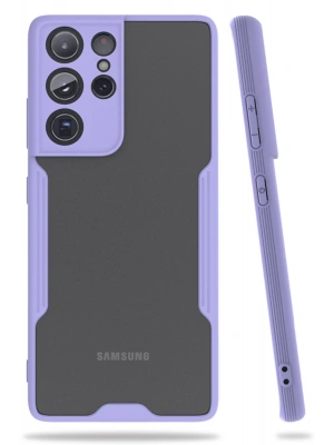 Newface Samsung Galaxy S21 Ultra Kılıf Platin Silikon - Lila