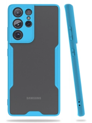 Newface Samsung Galaxy S21 Ultra Kılıf Platin Silikon - Mavi