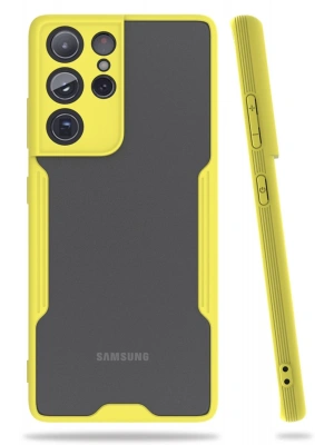 Newface Samsung Galaxy S21 Ultra Kılıf Platin Silikon - Sarı