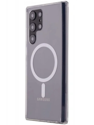 Newface Samsung Galaxy S22 Ultra Kılıf Magneticsafe Şeffaf Silikon - Şeffaf