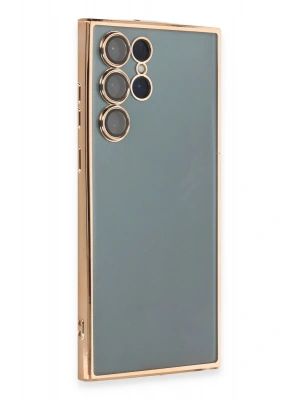 Newface Samsung Galaxy S22 Ultra Kılıf Razer Lensli Silikon - Gold