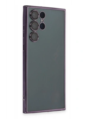 Newface Samsung Galaxy S22 Ultra Kılıf Razer Lensli Silikon - Mor