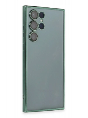 Newface Samsung Galaxy S22 Ultra Kılıf Razer Lensli Silikon - Yeşil