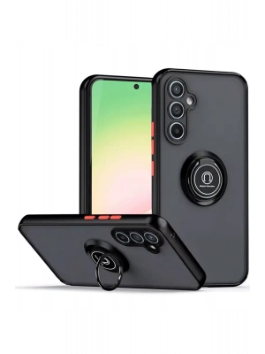 Newface Samsung Galaxy S23 FE Kılıf Montreal Yüzüklü Silikon Kapak - Siyah