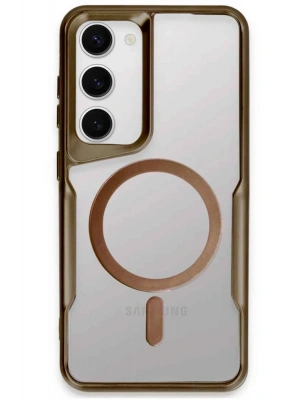 Newface Samsung Galaxy S23 Kılıf Boyi Magsafe Silikon Kapak - Kahverengi